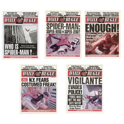 Lot #1183 - Set of Five Daily Bugle Newspaper Covers ### SPIDER-MAN (2002)