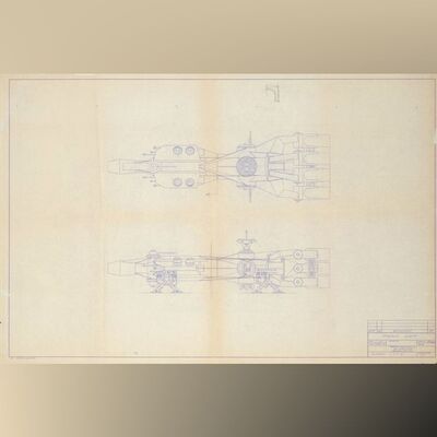 Lot #1284 - Matted Printed Joe Johnston Pirate Ship (Millennium Falcon) Production Dyeline ### STAR WARS: A NEW HOPE (1977)