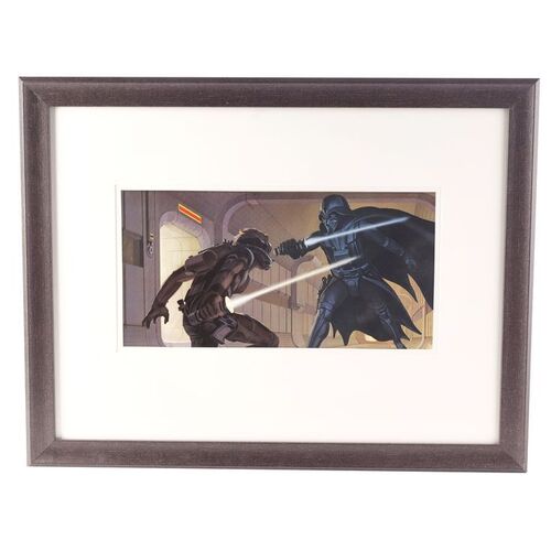 Lot #1294 - Framed Ralph McQuarrie Vintage Supersnipe Laser Duel Production Illustration Print ### STAR WARS: A NEW HOPE (1977)