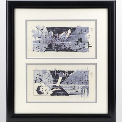 Lot #1328 - Framed Pair of Hand-Drawn Dave Carson "Space Battle" Storyboards ### STAR WARS: RETURN OF THE JEDI (1983)