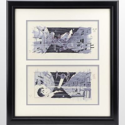 Lot #1328 - Framed Pair of Hand-Drawn Dave Carson "Space Battle" Storyboards ### STAR WARS: RETURN OF THE JEDI (1983)