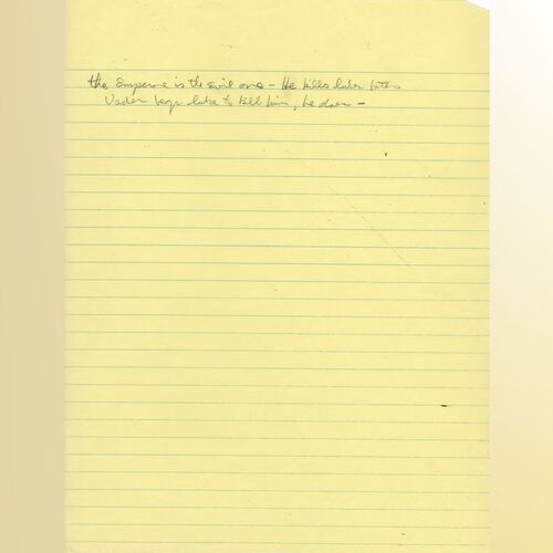 Lot #1333 - George Lucas' Handwritten Darth Vader and Emperor Story Notes ### STAR WARS: RETURN OF THE JEDI (1983)