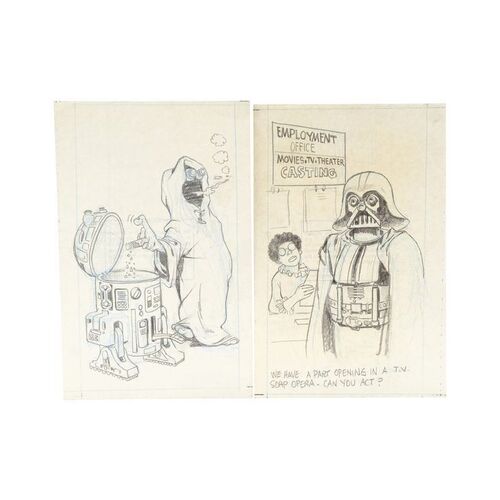 Lot #1344 - William Plumb Collection: Pair of Hand-Drawn Will Eisner Comic Page Interior Sketches ### STAR JAWS (1978)