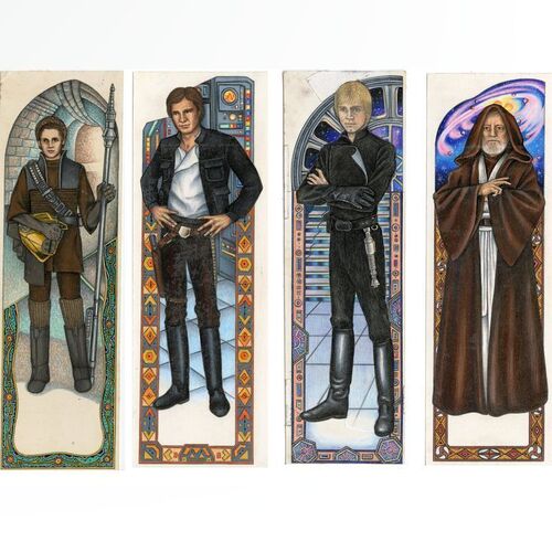 Lot #1347 - William Plumb Collection: Set of Four Hand-Illustrated Random House Heroes Bookmark Artworks ### STAR WARS: RETURN OF THE JEDI (1983)