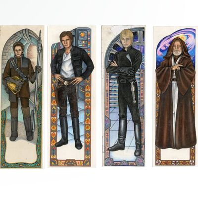 Lot #1347 - William Plumb Collection: Set of Four Hand-Illustrated Random House Heroes Bookmark Artworks ### STAR WARS: RETURN OF THE JEDI (1983)