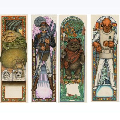 Lot #1349 - William Plumb Collection: Set of Four Hand-Illustrated Random House Character Bookmark Artworks ### STAR WARS: RETURN OF THE JEDI (1983)