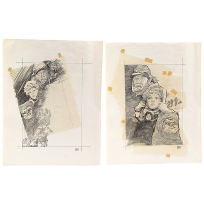 Lot #1361 - William Plumb Collection: Pair of Hand-Drawn Poster Prelims ### EWOKS: THE BATTLE FOR ENDOR (1985)