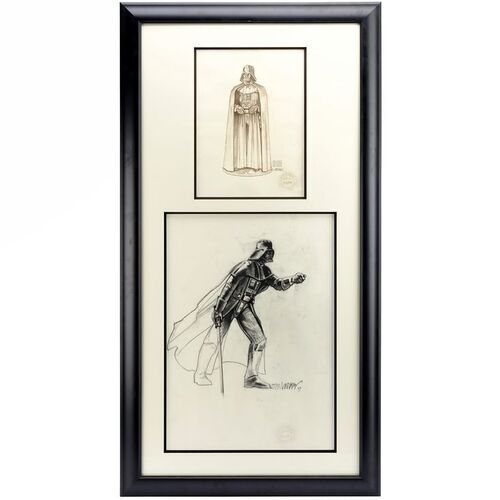 Lot #1364 - William Plumb Collection: Framed Pair of Hand-Drawn Lawrence Noble Darth Vader Bronze Statue Concept Sketches ### LUCASFILM