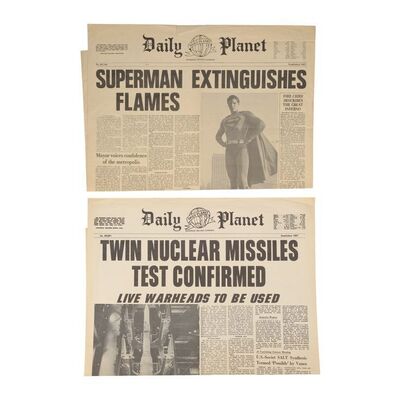 Lot #1390 - Pair of Daily Planet Newspaper Covers ### SUPERMAN (1978)/SUPERMAN III (1983)
