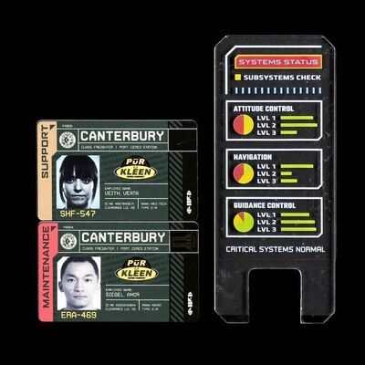 Lot # 34: Pair of Canterbury IDs and Comm Device with Decals