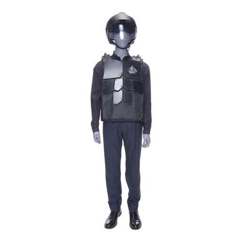 Lot # 61: Josephus Miller's (Thomas Jane) Costume with Eros Station Police Helmet and Vest