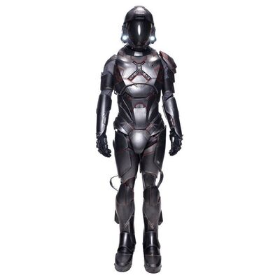 Lot # 66: Richard Travis' (Mpho Koaho) Light-up Goliath Suit and Powersuit Body Torso with Cuthbert's Helmet