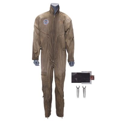 Lot # 86: Solomon Epstein's (Sam Huntington) Coveralls with Light-Up Bloodied Comm Device and Wife's Hair Combs