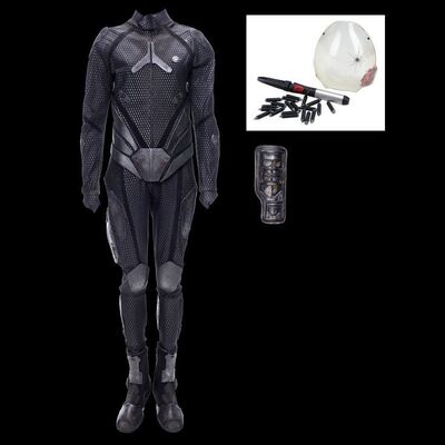 Lot # 91: Roberta "Bobbie" Draper's (Frankie Adams) Goliath Powersuit, Bloody Helmet Visor, Ammo, and Breaching Tool