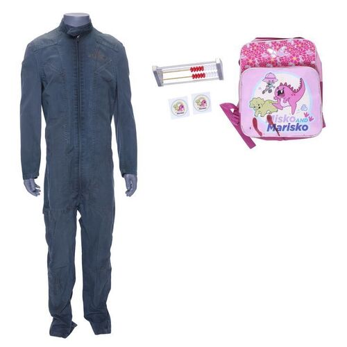 Lot # 100: Praxideke "Prax" Meng's (Terry Chen) Beratnas Gas Jumpsuit with Mei Meng's (Leah Madison Jung) Bloody Backpack and Abacus