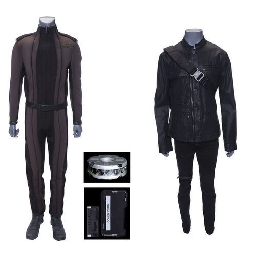 Lot # 127: Elio 'Cohen' Casti's (Brandon McGibbon) Vac Suit with Additional Civilian Clothes, Damaged Camera Drone, and Comm Device