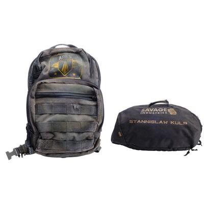 Lot # 131: Stannislaw "Stanni" Kulp's (Ari Millen) Savage Industries Duffle Bag with Small Ares Backpack