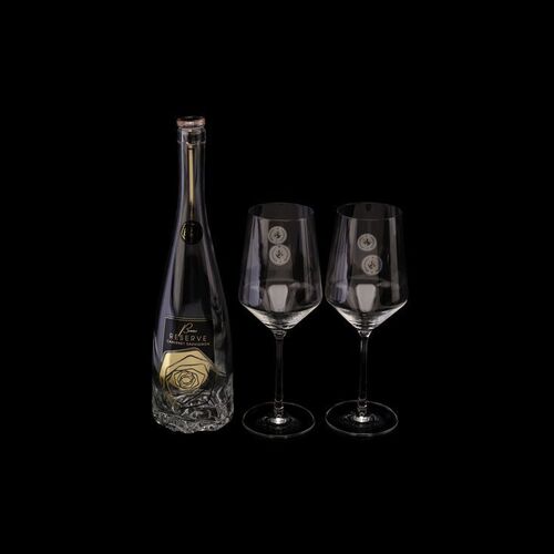 Lot # 210: Alex and Babbage's Meeting Over Drinks Wine Bottle with Glasses
