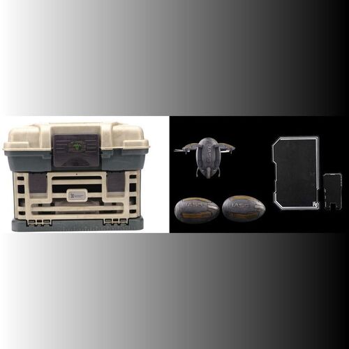 Lot # 240: Cara Bisset's (Emma Ho) Comm Device, Tablet, and Drones with Laconia Medkit Container