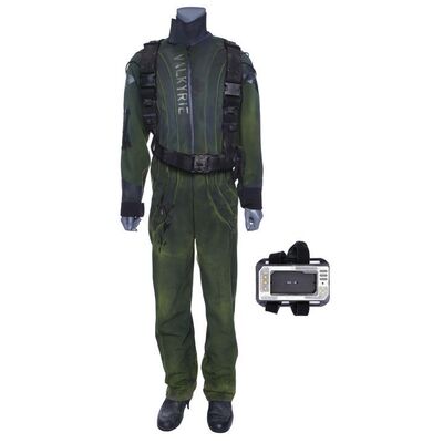 Lot # 252: Golden Bough Belter Vac Suit with Harness, Comm Armband and Light-up Boots
