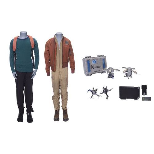 Lot # 258: Cara Bisset's (Emma Ho) Laconia School Clothes, Jumpsuit, Drones, and Accessories with Xan's Backpack