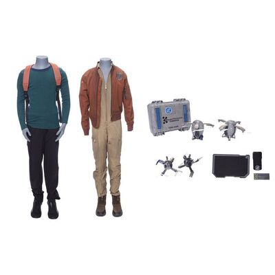 Lot # 258: Cara Bisset's (Emma Ho) Laconia School Clothes, Jumpsuit, Drones, and Accessories with Xan's Backpack