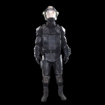 Lot # 263: Andrew Shiff's UNMC Powered Armor Space Suit with Light-up Helmet and Pack