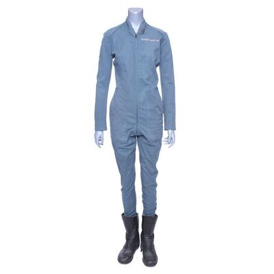 Lot # 282: Clarissa Mao's (Nadine Nicole) Season Six Rocinante Jumpsuit with Light-up Boots and Devil Pin