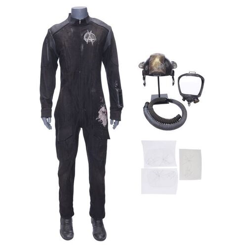 Lot # 288: Liang Walker's (Stuart Hughes) Wounded Space Suit with Smashed Helmet Components and Visor Vinyls