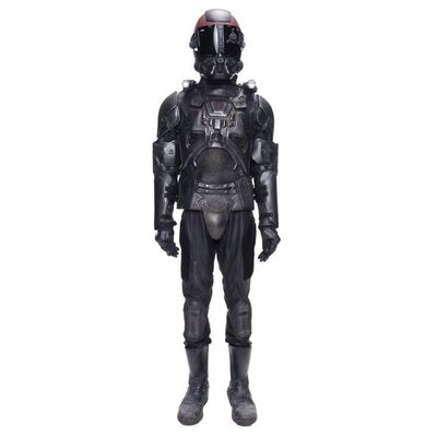 Lot # 291: Amos Burton's (Wes Chatham) MCRN Light Armor Complete Space Suit with Light-up Helmet and Pack