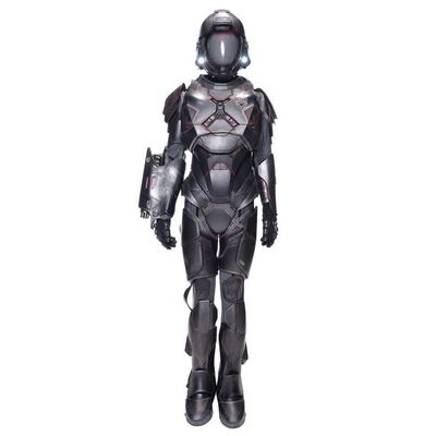 Lot # 297: Private Hillman's (Sarah Allen) Light-up Goliath Suit and Powersuit Body Torso with Barclay's Helmet