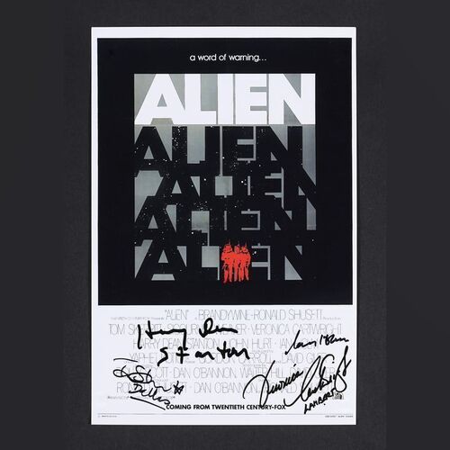Lot #16 - ALIEN (1979) - Harry Dean Stanton, Ian Holm, Veronica Cartwright and Tom Skerritt Autographed Mini Poster