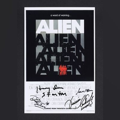 Lot #16 - ALIEN (1979) - Harry Dean Stanton, Ian Holm, Veronica Cartwright and Tom Skerritt Autographed Mini Poster