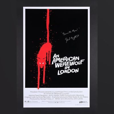 Lot #22 - AN AMERICAN WEREWOLF IN LONDON (1981) - David Naughton Autographed and Annotated Poster