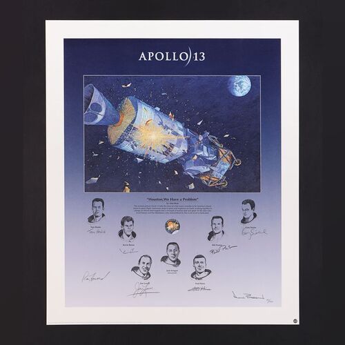 Lot #26 - APOLLO 13 (1995) - Geoff Hutchins Collection: Limited Edition Print by Alan Bean Signed by Tom Hanks, Ron Howard, Bill Paxton, Kevin Bacon, Gary Sinise, Jim Lovell and Fred Haise, 1995