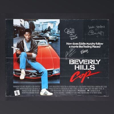 Lot #62 - BEVERLY HILLS COP (1984) - Judge Reinhold, John Aston and Steven Berkoff Autographed UK Quad, 1984