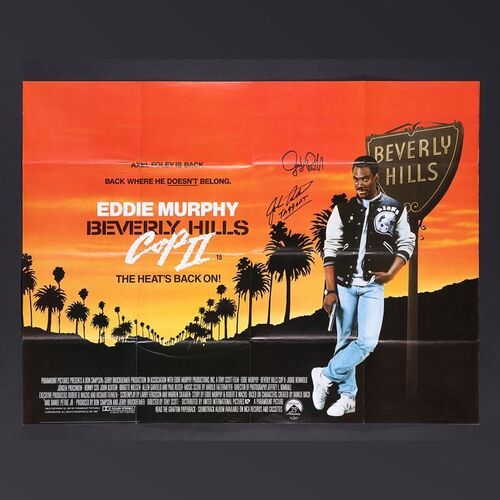 Lot #64 - BEVERLY HILLS COP II (1987) - Judge Reinhold and John Aston Autographed UK Quad, 1987