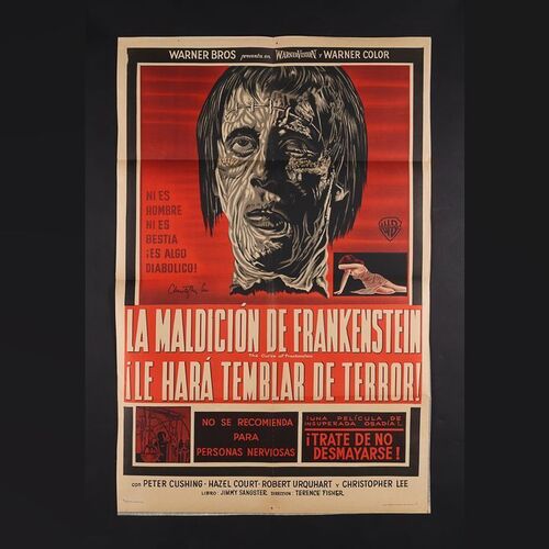 Lot #115 - CURSE OF FRANKENSTEIN, THE (1957) - Christopher Lee Autographed Argentinian One-Sheet, 1957