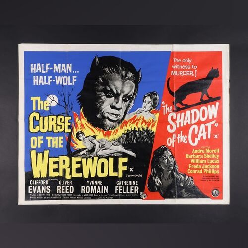 Lot #116 - THE CURSE OF THE WEREWOLF (1960) / THE SHADOW OF THE CAT (1961) - UK Double-Bill Quad, 1960s