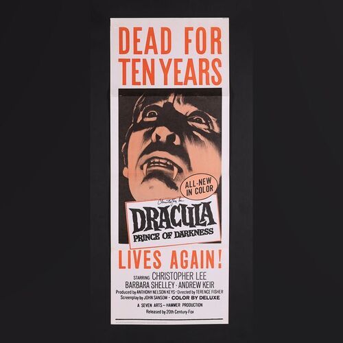 Lot #121 - DRACULA PRINCE OF DARKNESS (1966) - Christopher Lee Autographed US Insert, 1966