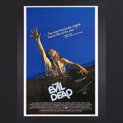Lot #132 - EVIL DEAD (1981) - Bruce Campbell Autographed and Annotated Poster