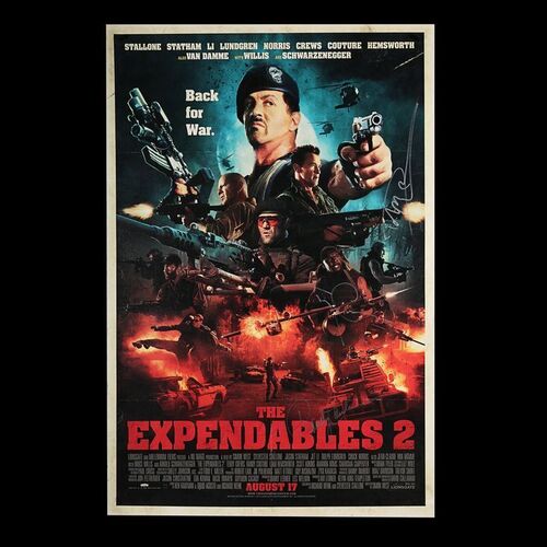 Lot #137 - EXPENDABLES 2, THE (2012) - San Diego Comic Con Exclusive Poster Autographed by Dolph Lundgren, Terry Crews and Randy Couture, 2012