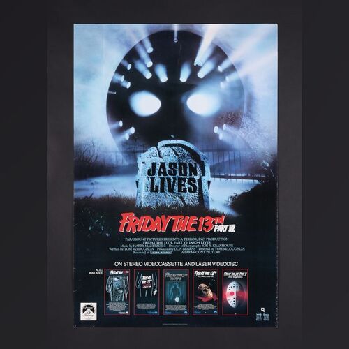 Lot #150 - FRIDAY THE 13TH PART VI: JASON LIVES (1986) - Mario Kirner Collection: Alice Cooper and CJ Graham Autographed Photo, Various Video Store Promo Material and Posters