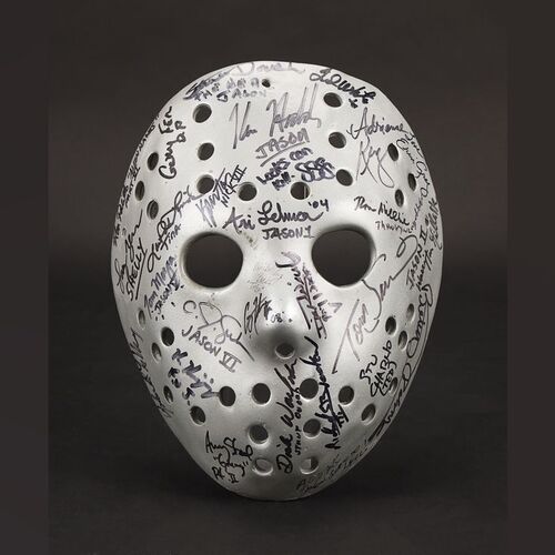 Lot #151 - FRIDAY THE 13TH: VARIOUS PRODUCTIONS - Cast Autographed Jason Voorhees Mask Including Kane Hodder, Ken Kirzinger, Corey Feldman, Adrienne King, Sean Cunningham and Others