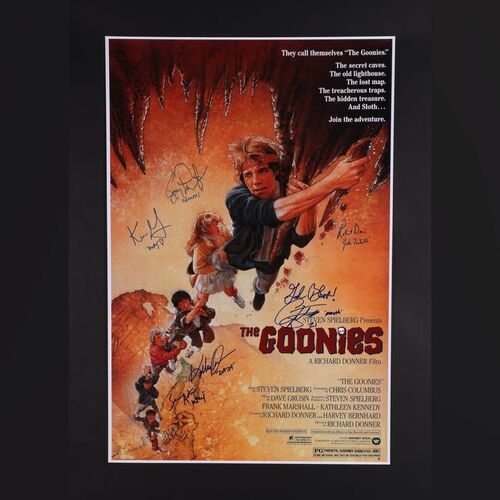 Lot #171 - THE GOONIES (1985) - Commercial Poster Autographed by Sean Astin, Corey Feldman, Ke Huy Quan, Robert Davi, and Others