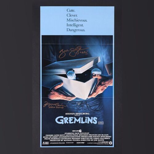Lot #175 - GREMLINS (1984) - Frances Lee McCain and Zach Galligan Autographed Australian Daybill, 1984