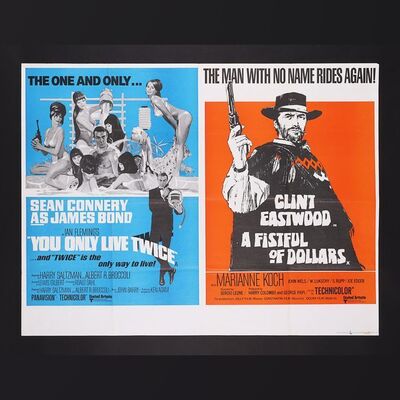 Lot #250 - JAMES BOND: YOU ONLY LIVE TWICE (1967) / A FISTFUL OF DOLLARS (1964) - Double-Bill UK Quad, 1971