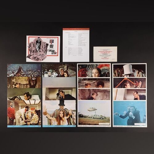 Lot #255 - JAMES BOND: LIVE AND LET DIE (1973) - Set of Eight British Front of House Cards, Eight US Mini-Lobby Cards, Press Screening Ticket and Press Material, 1973