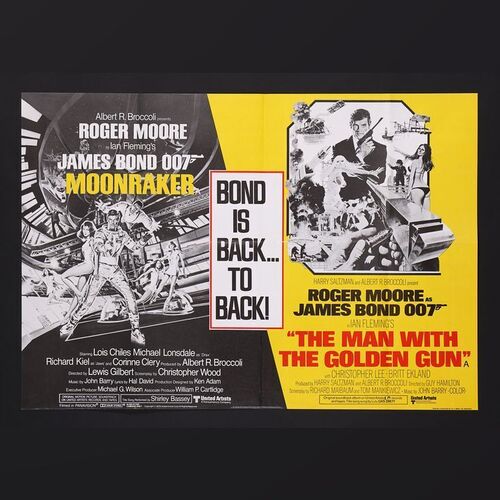 Lot #265 - JAMES BOND: MOONRAKER (1979) / THE MAN WITH THE GOLDEN GUN (1974) - UK Double-Bill Quad, 1980