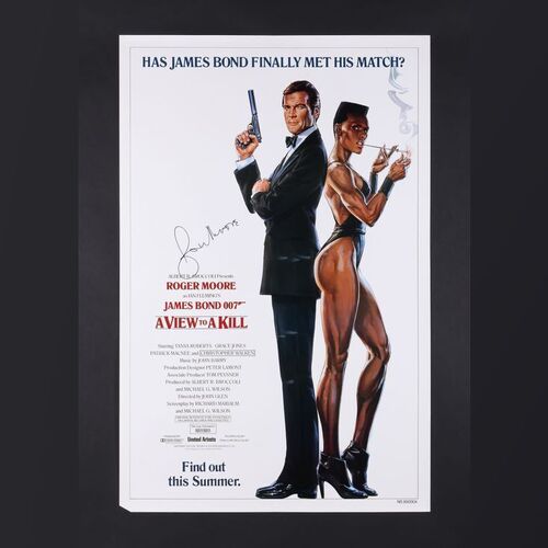 Lot #279 - JAMES BOND: A VIEW TO A KILL (1985) - Roger Moore Autographed US One-Sheet - Advance, 1985